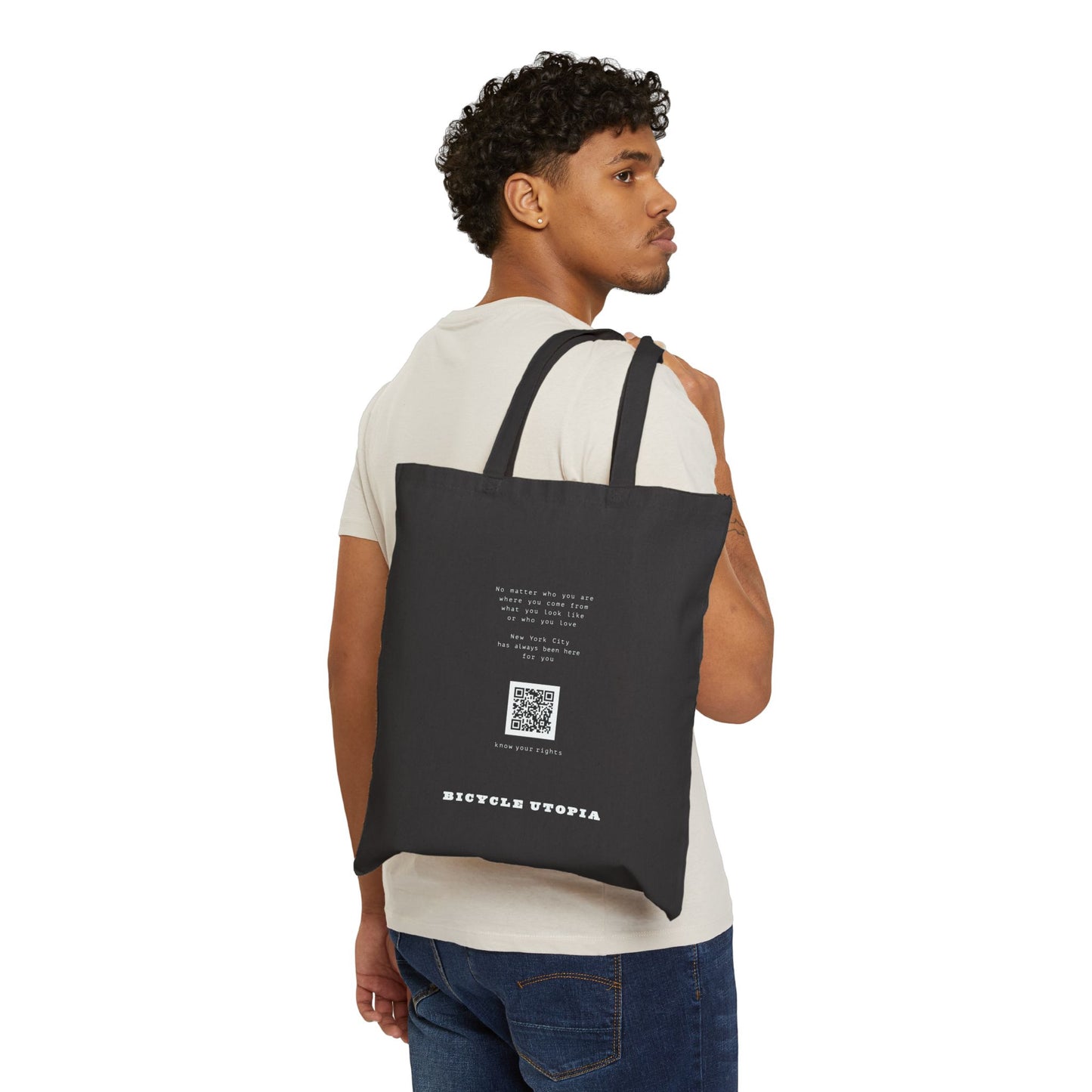 NYC ❤️ You Black Cotton Canvas Tote Bag - Mandarin