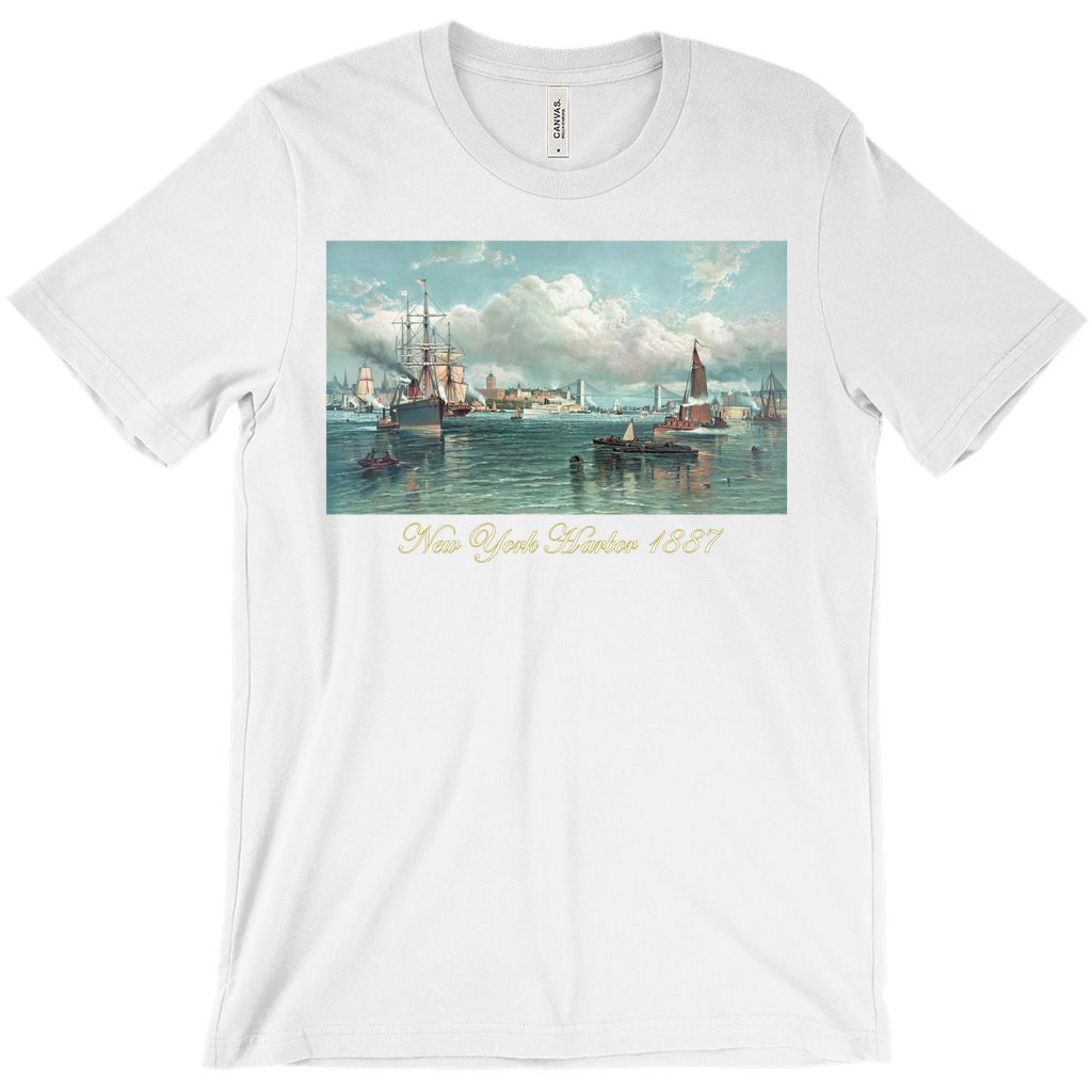 New York Harbor 1877 Vintage Tee-White