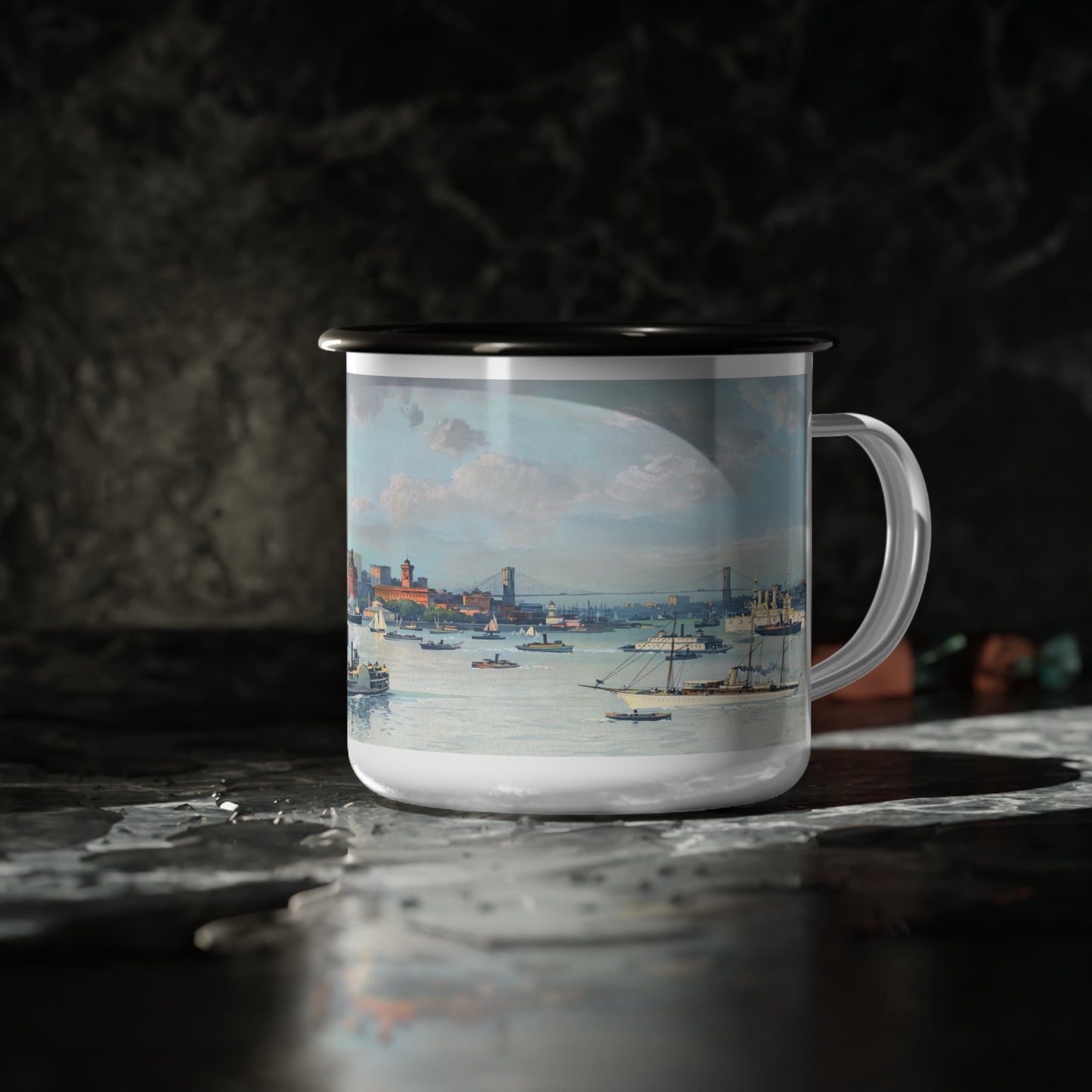 Vintage New York Harbor Enamel Camp Cup