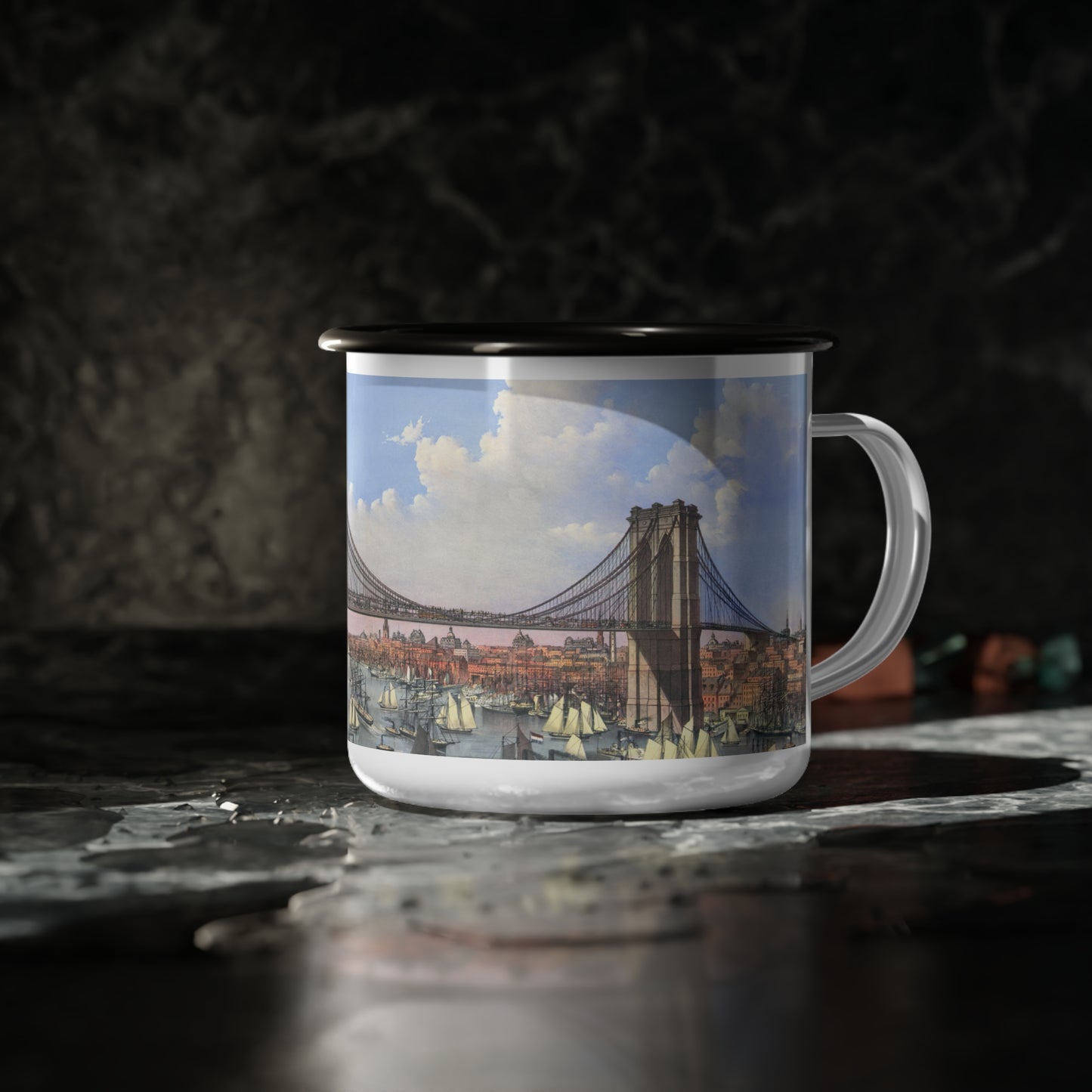 Vintage Brooklyn Bridge Enamel Camp Cup