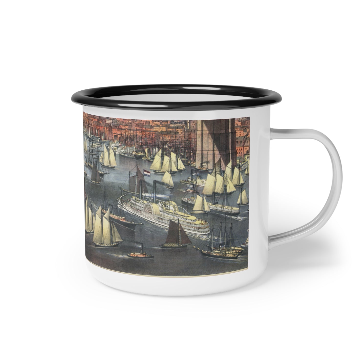 Vintage Harbor Boats Enamel Camp Cup