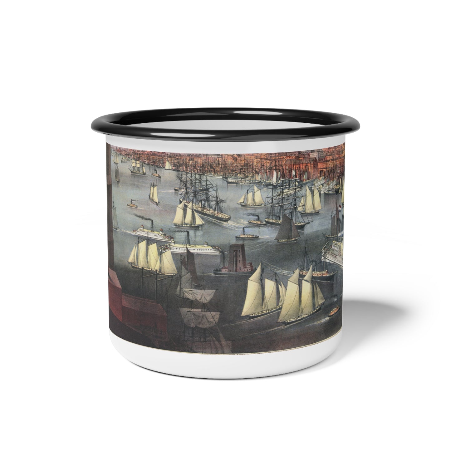 Vintage Harbor Boats Enamel Camp Cup