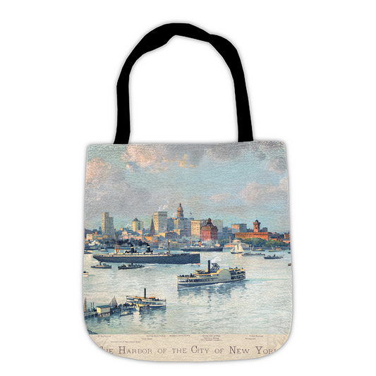 Vintage New York Harbor Large Woven Tote