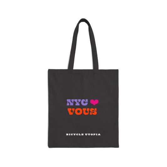 NYC ❤️ You Black Cotton Canvas Tote Bag - French