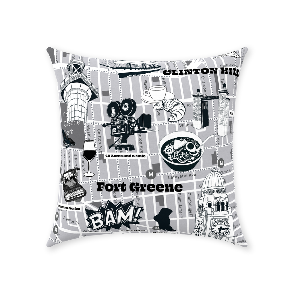 Brooklyn Fort Greene 18"x18" Throw Pillow-Solid Back