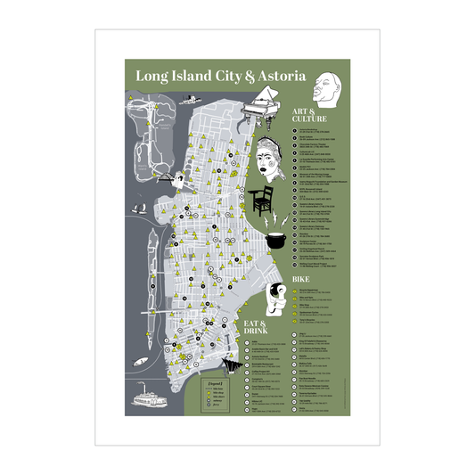 Art Print Long Island City & Astoria Bicycling Map