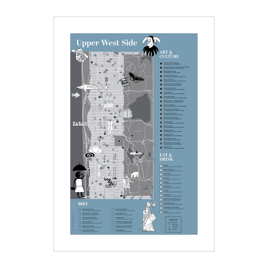 Art Print Upper West Side Bicycling Map