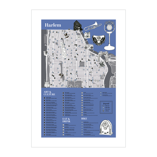 Art Print Harlem Bicycling Map