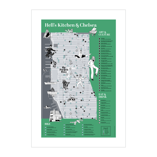 Art Print Hell's Kitchen & Chelsea Bicycling Map