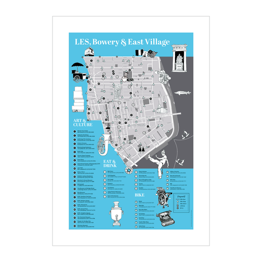 Art Print Lower East Side & Bowery Bicycling Map